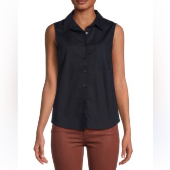 Philosophy Tops - Philosophy Black Button Down Sleeveless Shirt